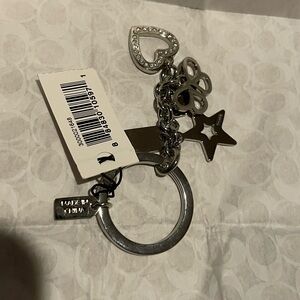Coach Silver Heart and Star Keychain